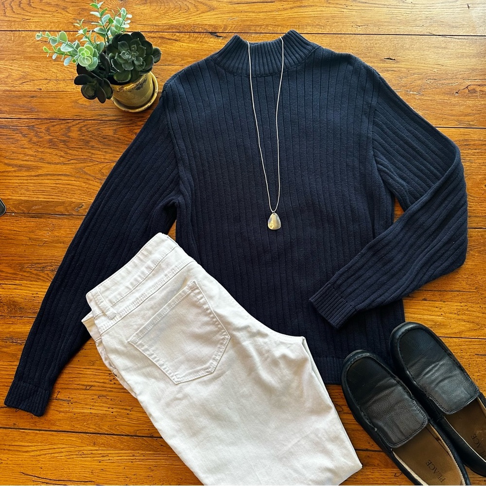 Pendleton Navy Ribbed Long Sleeve Turtleneck Sweater Size Medium Great C… - Picture 1 of 8